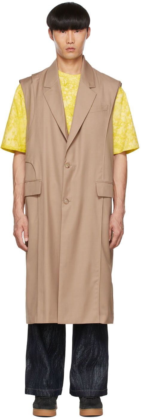 Prsluk Feng Chen Wang Feng Chen Wang Polyester Sleeveless Coat Bež | FMS13VS07