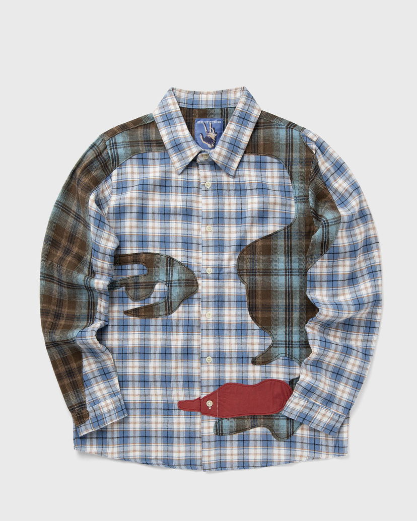 Košulja KidSuper Patchwork Face Flannel Shirt Plava | SS25-LTP-02