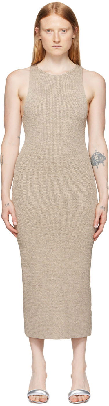 Haljina Helmut Lang Helmut Lang Ribbon Midi Dress Bež | M04HW705