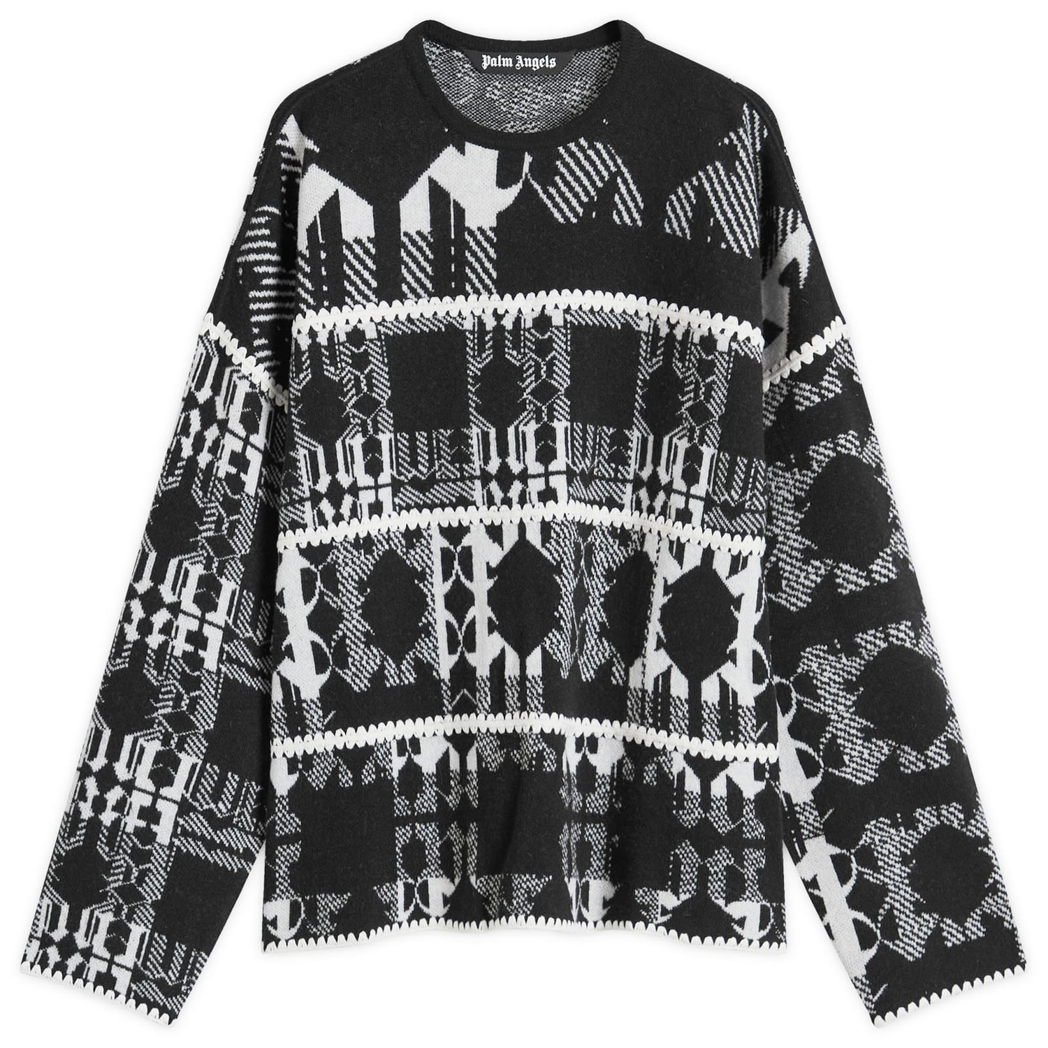 Džemper Palm Angels Monogram Knit Sweater Crna | PMHE048F24KNI0011003, 0