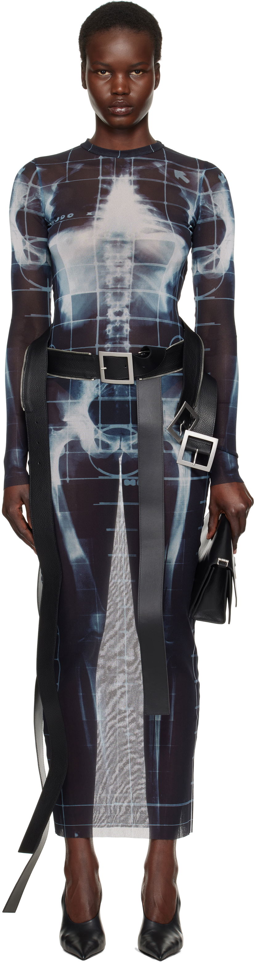 Haljina Jean Paul Gaultier Jean Paul Gaultier 'The Squeletor' Mesh Maxi Dress Plava | 25/33-F-RO309-T580-005956