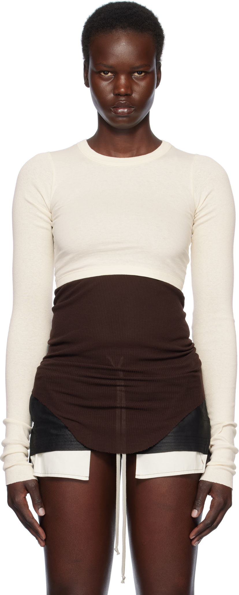 Crop top Rick Owens Rick Owens Hollywood Classic Crop T-Shirt Bež | RP01E7220 JNC