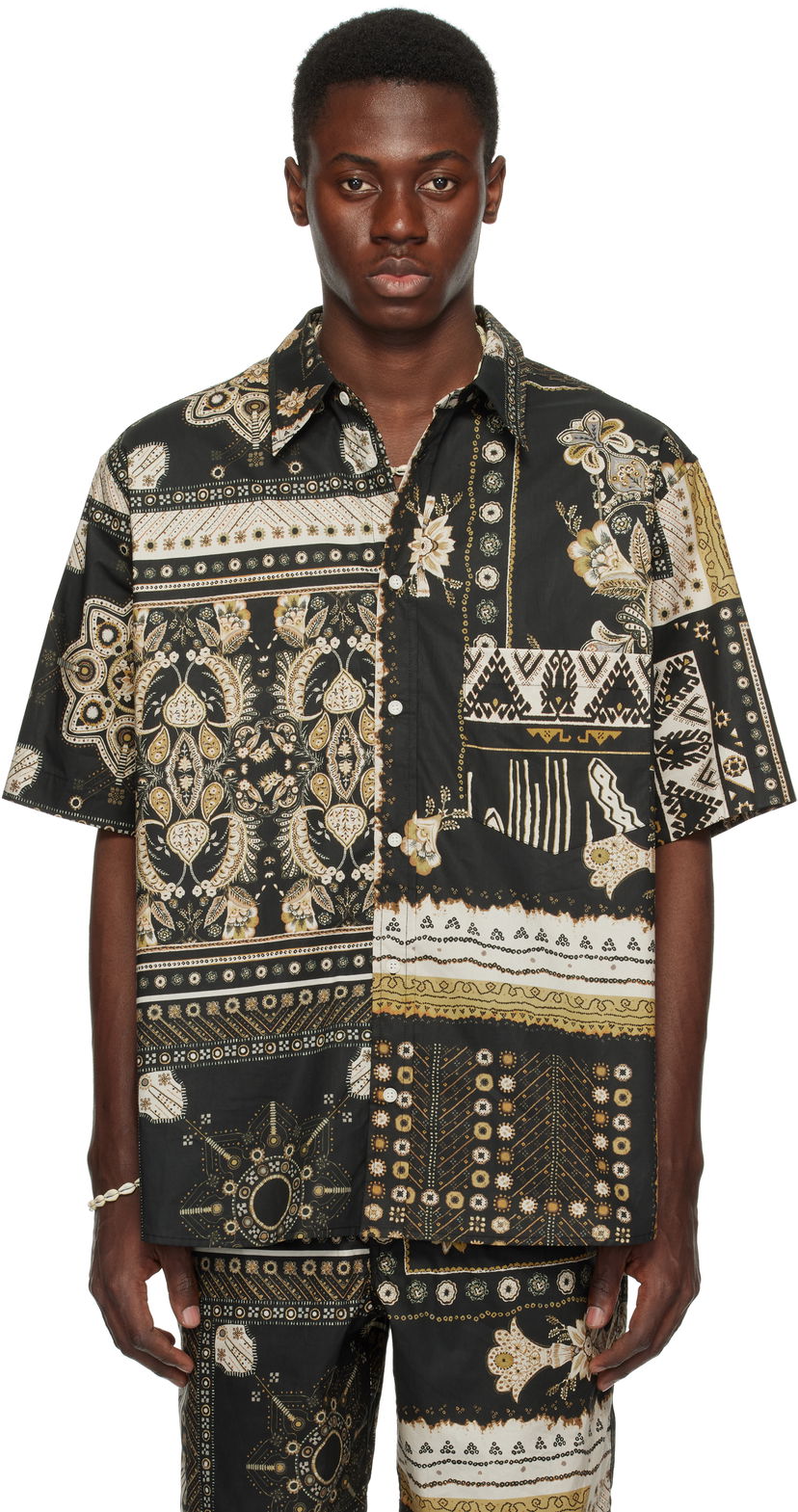 Košulja ISABEL MARANT Isabel Marant Garlonn Patchwork Print Shirt Crna | 25PCH0216HA-C1I09H