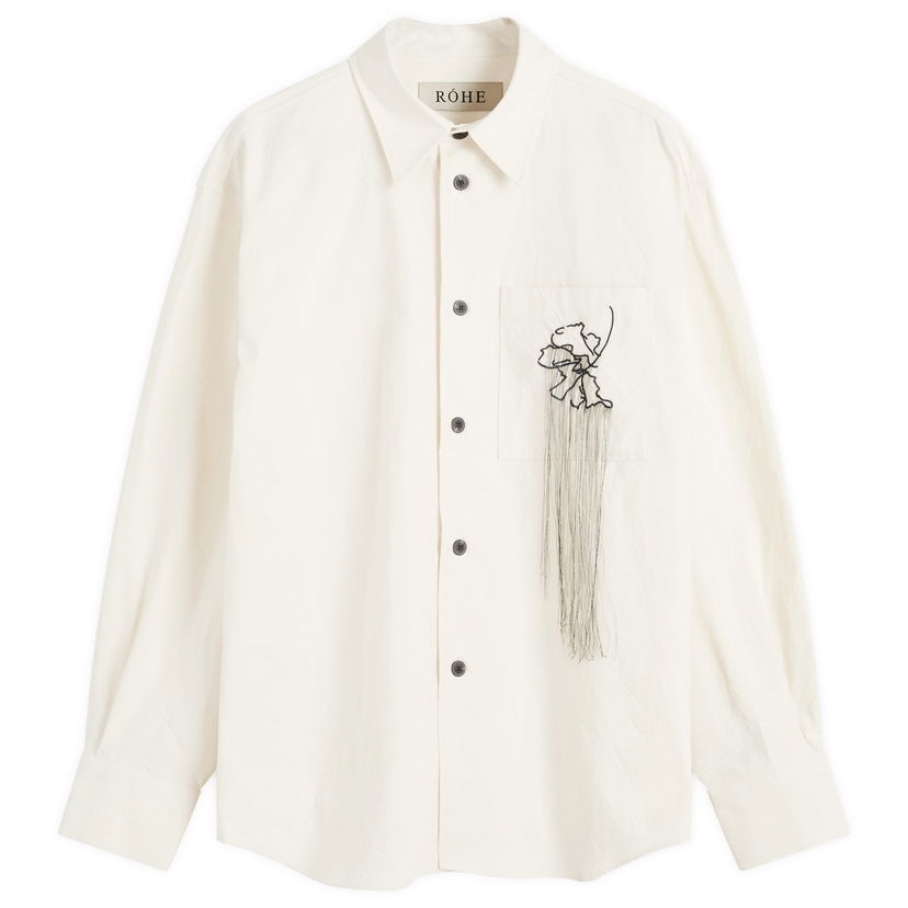 Košulja Róhe Embroidered Long Sleeve Shirt Natural Bijela | 312-19-112-105