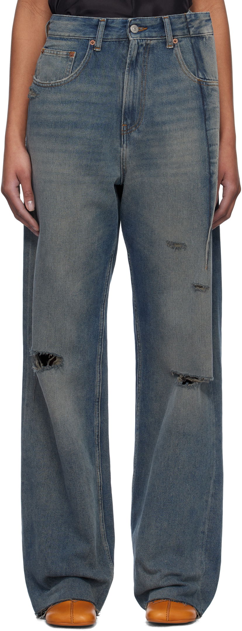 Jeans Maison Margiela MM6 Maison Margiela Distressed Darting Jeans Plava | S52LA0245 M30017