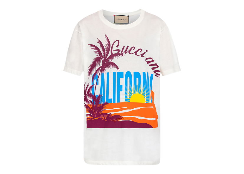 Majica kratkih rukava Gucci California Oversized T-shirt White Bijela | 615044 XJED0 9095