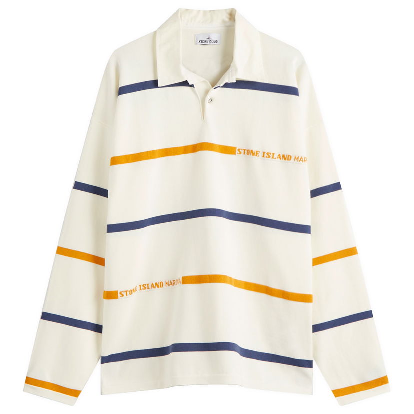 Polo majica Stone Island Marina Striped Rugby Knit, Size Large Bijela | K1S155100035-V0093