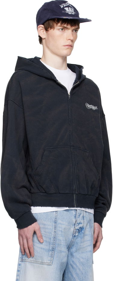 Dukserice We11done We11done Gothic Logo Zip-Up Hoodie Crna | WD-TJ2-25-845-U-NV, 1