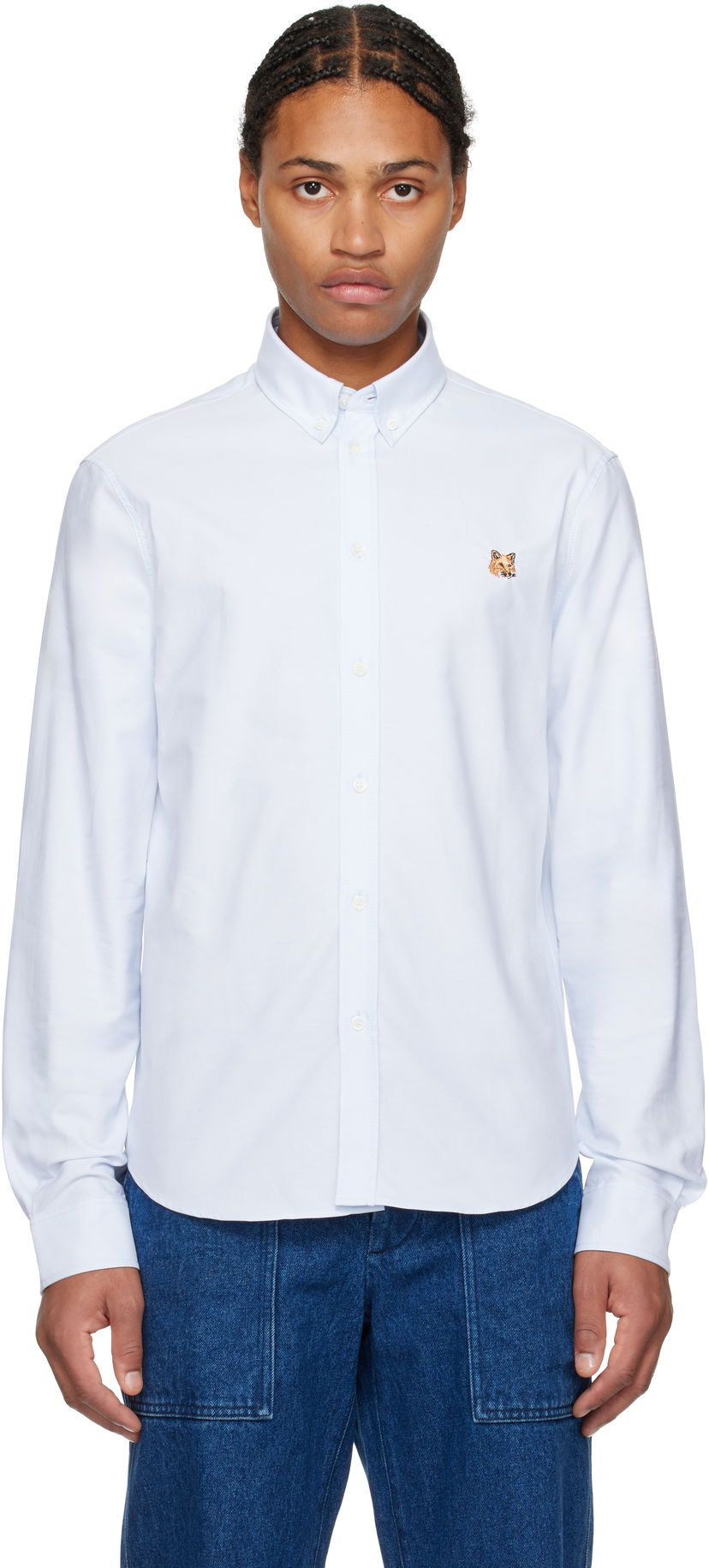 Košulja MAISON KITSUNÉ Mini Fox Head Classic Shirt Plava | MM00413WC5012