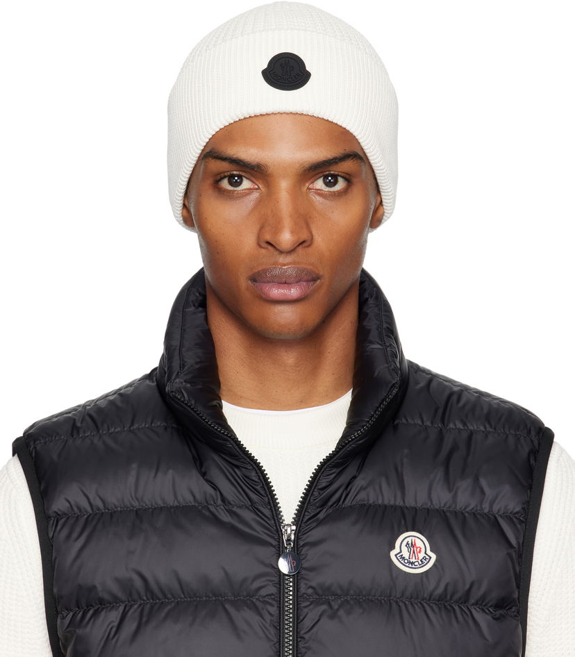 Kapica Moncler Moncler Logo Cotton Beanie Bijela | K20913B00032M1367