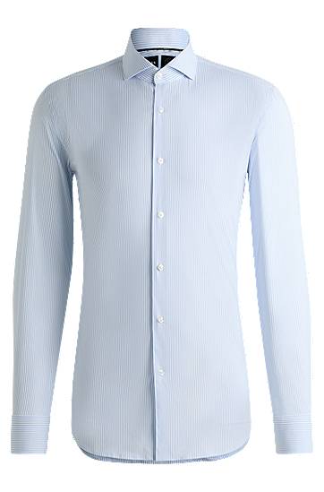 Košulja BOSS Slim-Fit Easy-Iron Cotton Blend Shirt Plava | 50533433