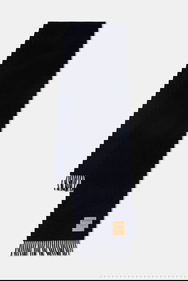 Šal GANNI Double Face Wool Solid Fringed Scarf Tamnoplava | A6931, 0