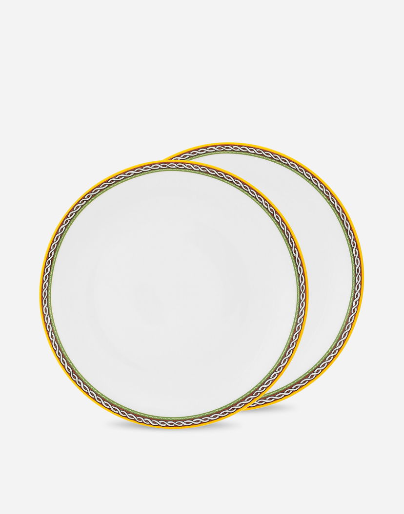 Home decor Dolce & Gabbana Set of 2 Porcelain Dinner Plates Bijela | TC0S04TCALIUC152