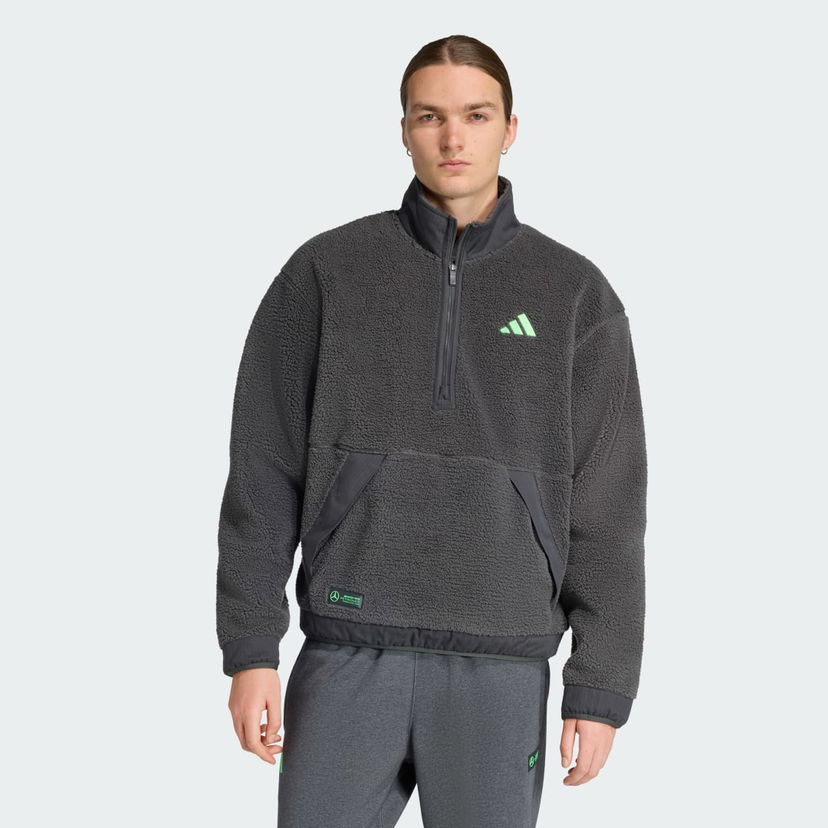 Dukserice adidas Performance Mercedes-AMG Petronas Formula One Team Fleece Half-Zip Sweatshirt Siva | JX8779