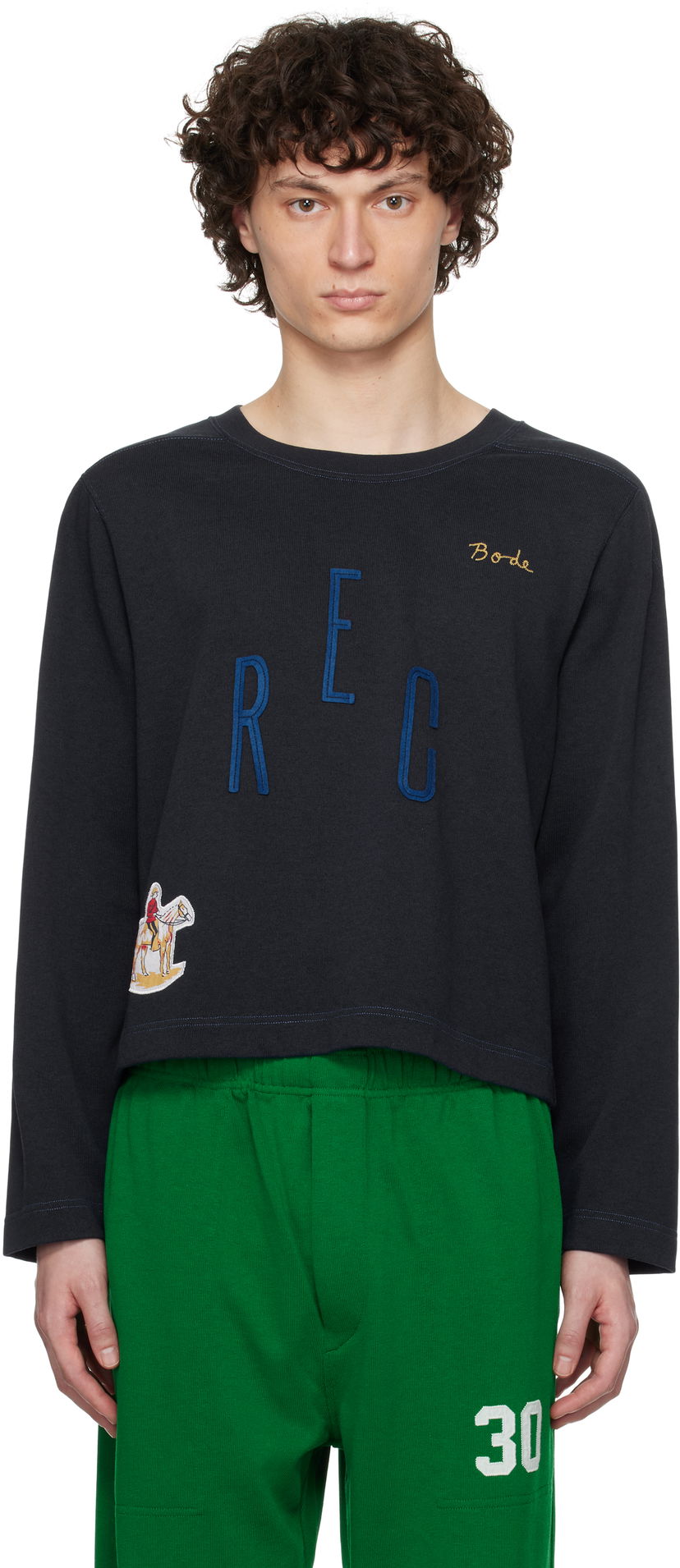 Crop top Bode Bode Rec Pullover Sweatshirt Tamnoplava | MRS25CS057