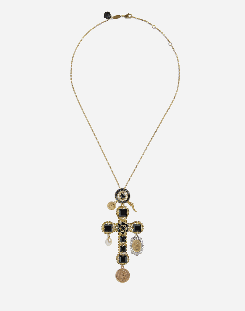 Ogrlica Dolce & Gabbana Dolce & Gabbana Sapphire Cross Charm Necklace Metalik | WADC1GW0001ZOO00