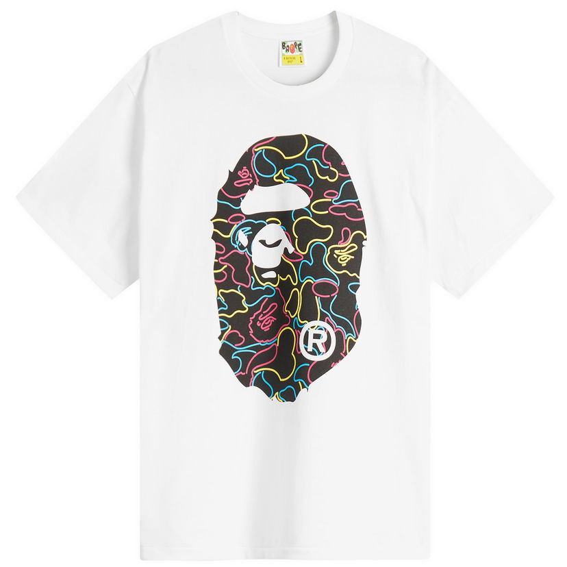 Majica kratkih rukava BAPE Neon Camo Big Ape Head Tee Bijela | 001TEL301039M-WHT