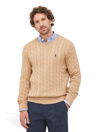 Džemper Polo by Ralph Lauren Cotton Cable Crew Knit Bež | 710775885014