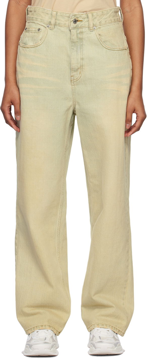 Jeans We11done Wide-Leg Jeans Zelena | WD-DP1-23-357-W-BG