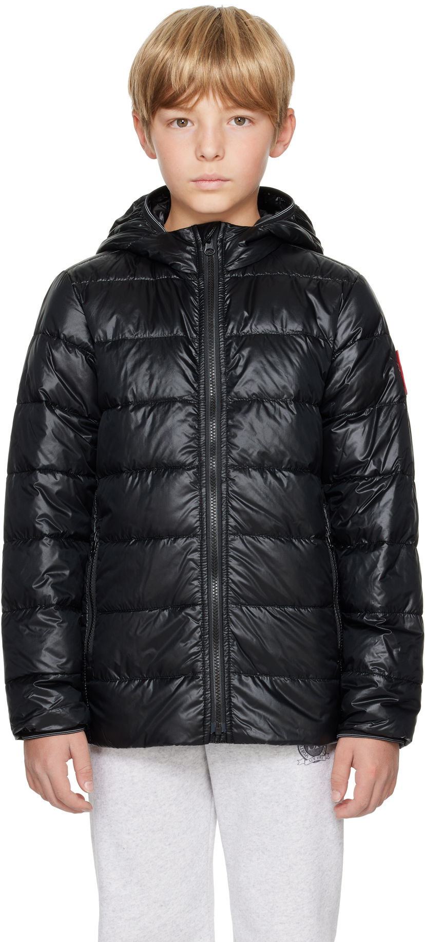 Pernata jakna Canada Goose Kids' Crofton Hoody Down Jacket Crna | 5460Y