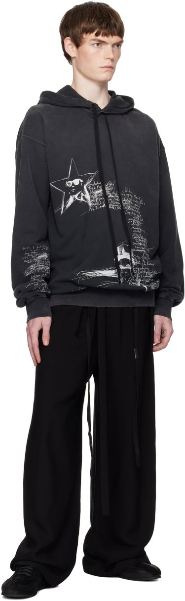 Dukserice Ann Demeulemeester Ann Demeulemeester Olly Sketchbook High-Comfort Hoodie Crna | B0012870-FA639-098, 3