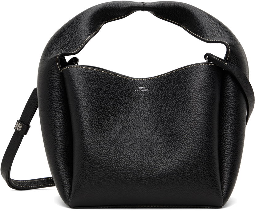 Torba za rame TOTEME TOTEME Grained-Leather Bucket Bag Crna | 233-9111-613