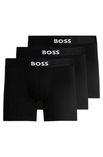 Bokserice BOSS BOSS Stretch Cotton Boxer Briefs, 3-Pack Crna | 50544272