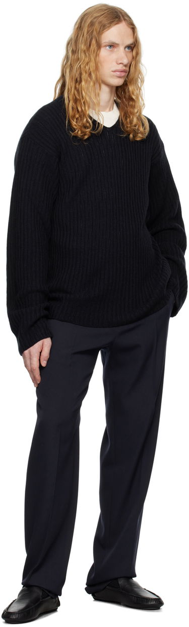 Džemper The Row The Row Gustave Ribbed V-Neck Sweater Crna | 713-Y556, 3