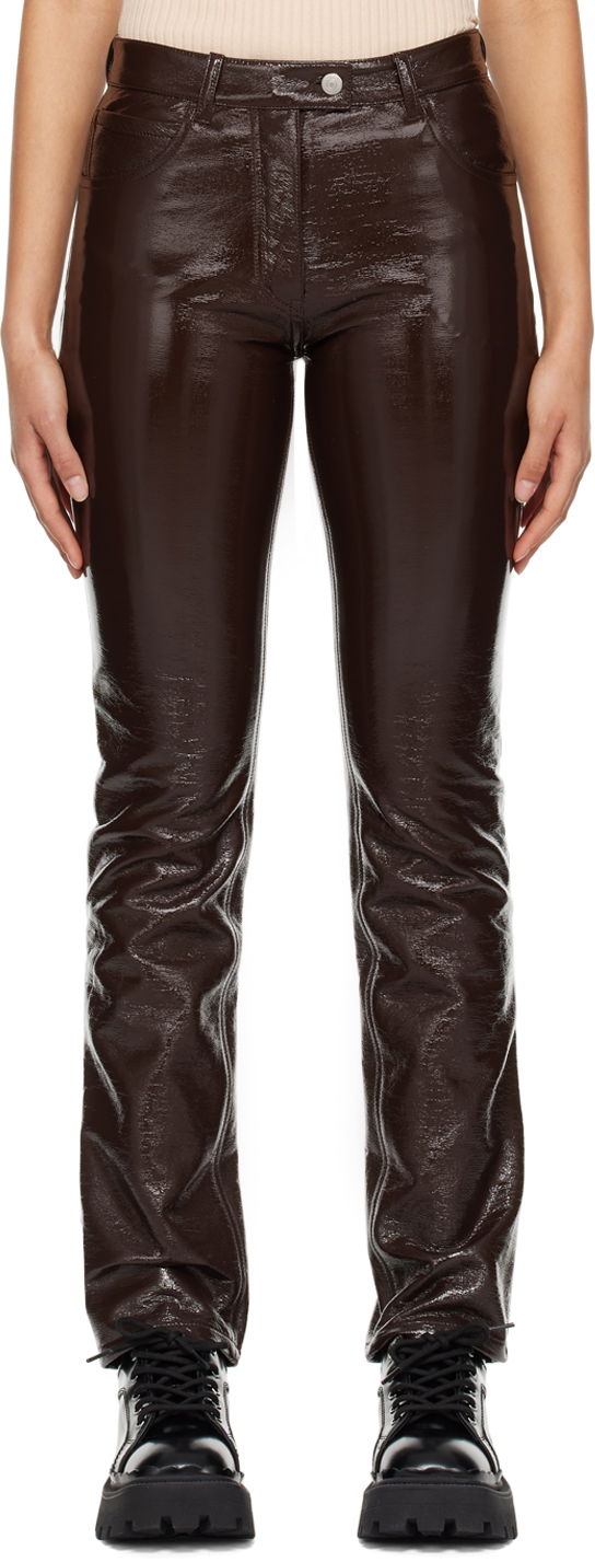 Hlače Courrèges Five-Pocket Vinyl Trousers Smeđa | PERCPA013VY0003
