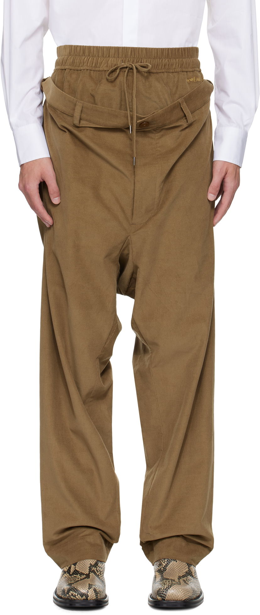 Hlače Vivienne Westwood Vivienne Westwood Builder Drop Crotch Corduroy Trousers Smeđa | 2F01001R-W0186-