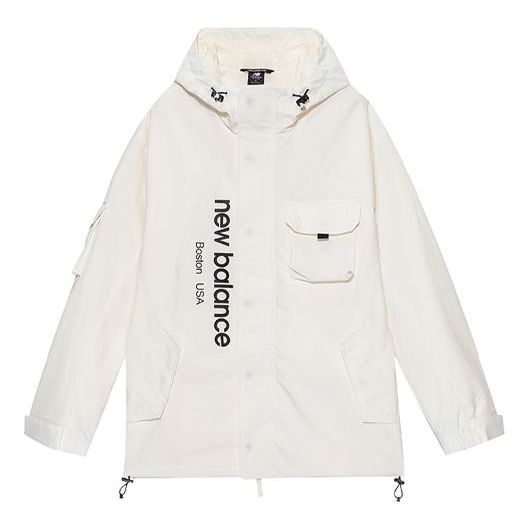 Vjetrovka New Balance Men's Logo Cargo Hooded Jacket Bijela | AMJ13392-IV