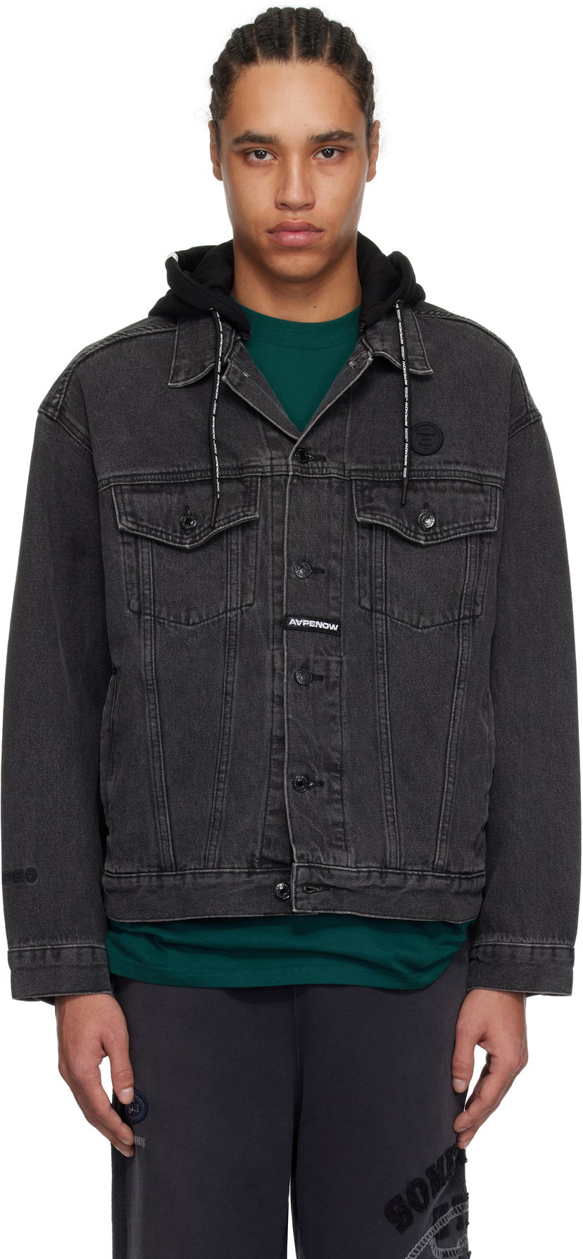 Jakna AAPE by A Bathing Ape AAPE by A Bathing Ape 'AAPE Now' Denim Jacket Crna | AAPLJM7700XXNBKL