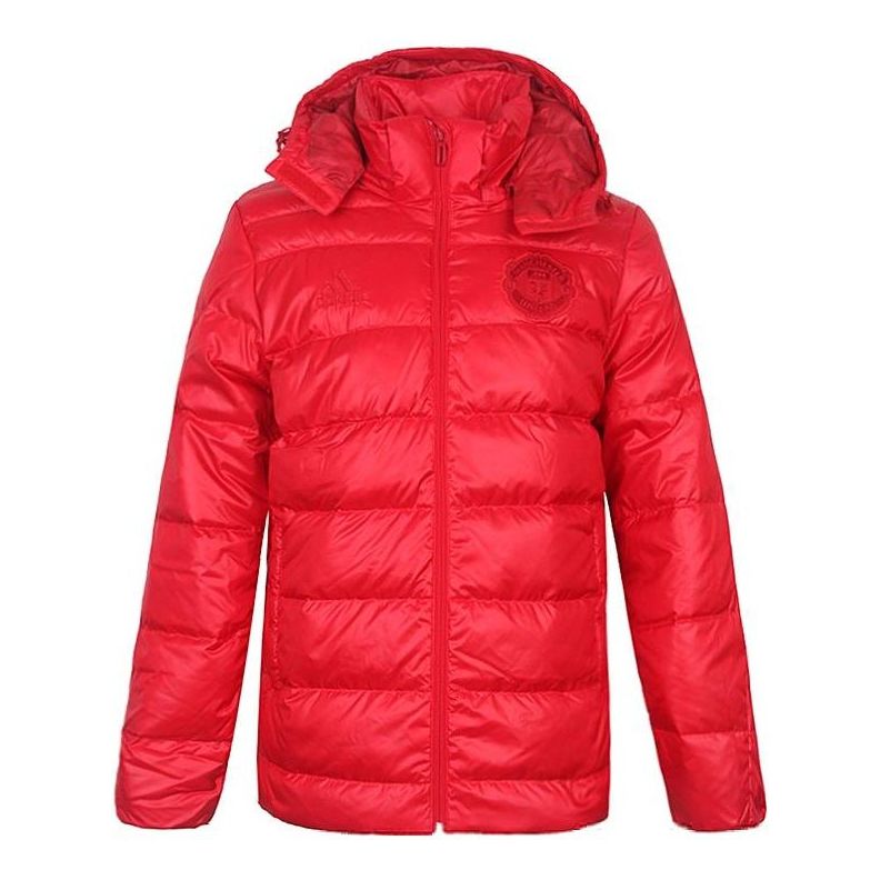 Pernata jakna adidas Originals Manchester United Winter Hooded Puffer Jacket Crvena | BR8847