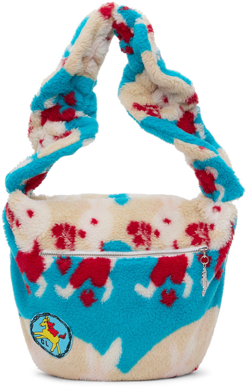 Torba za rame Chopova Lowena Exclusive Blue & Off-White Bunny Fleece Shoulder Bag Višebojno | 1177