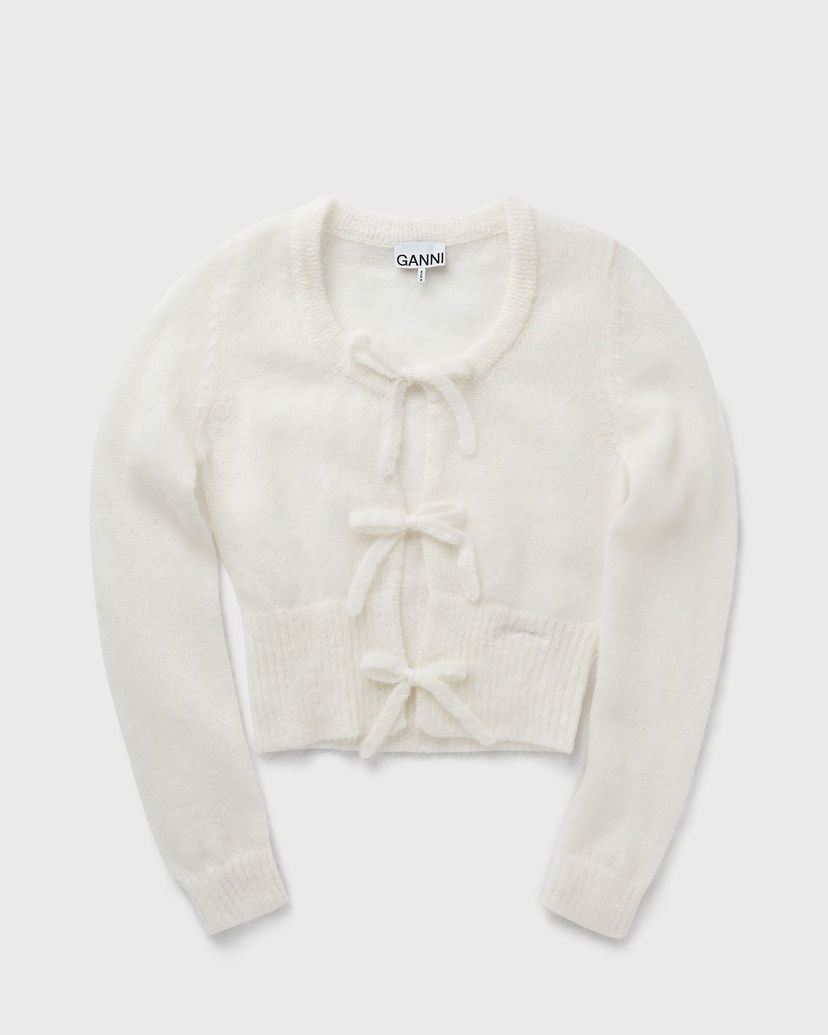 Džemper GANNI Tie String Light Mohair Cardigan Bijela | K2343-135