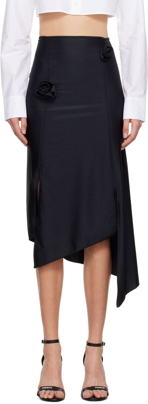 Suknja Coperni Flower Detail Asymmetrical Midi Skirt Crna | COPJS30545