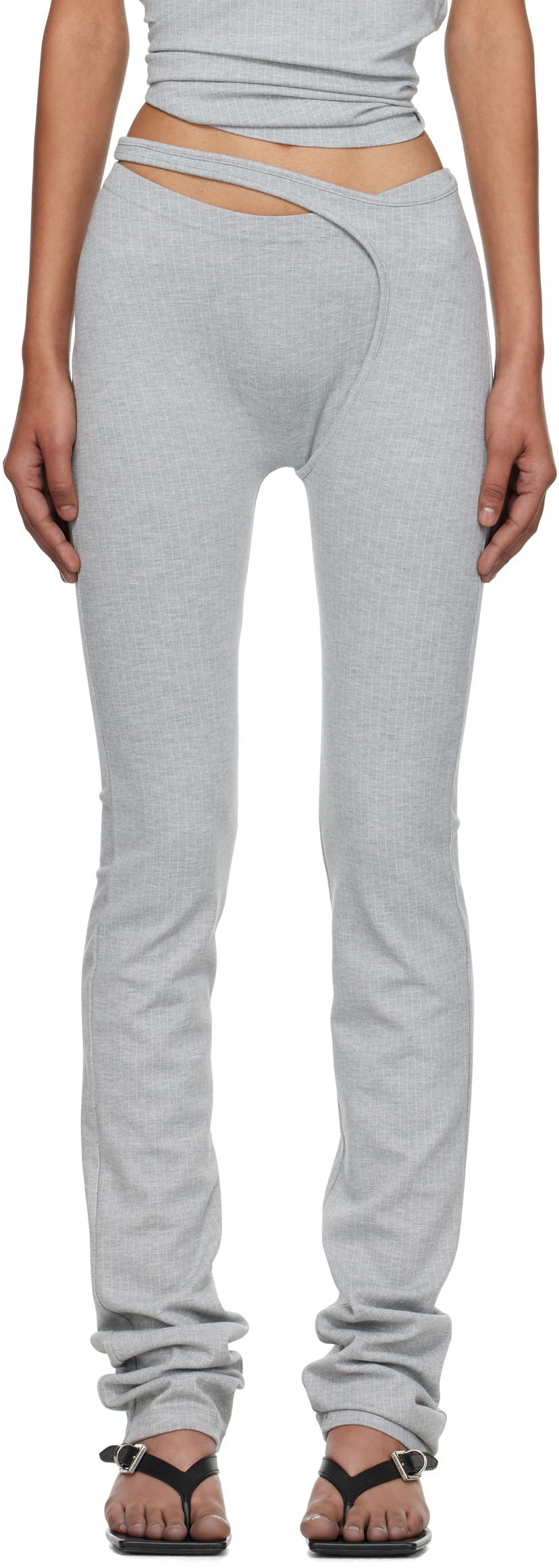 Tajice Ottolinger Ottolinger Ada Pinstriped Leggings Siva | 102-800603-04