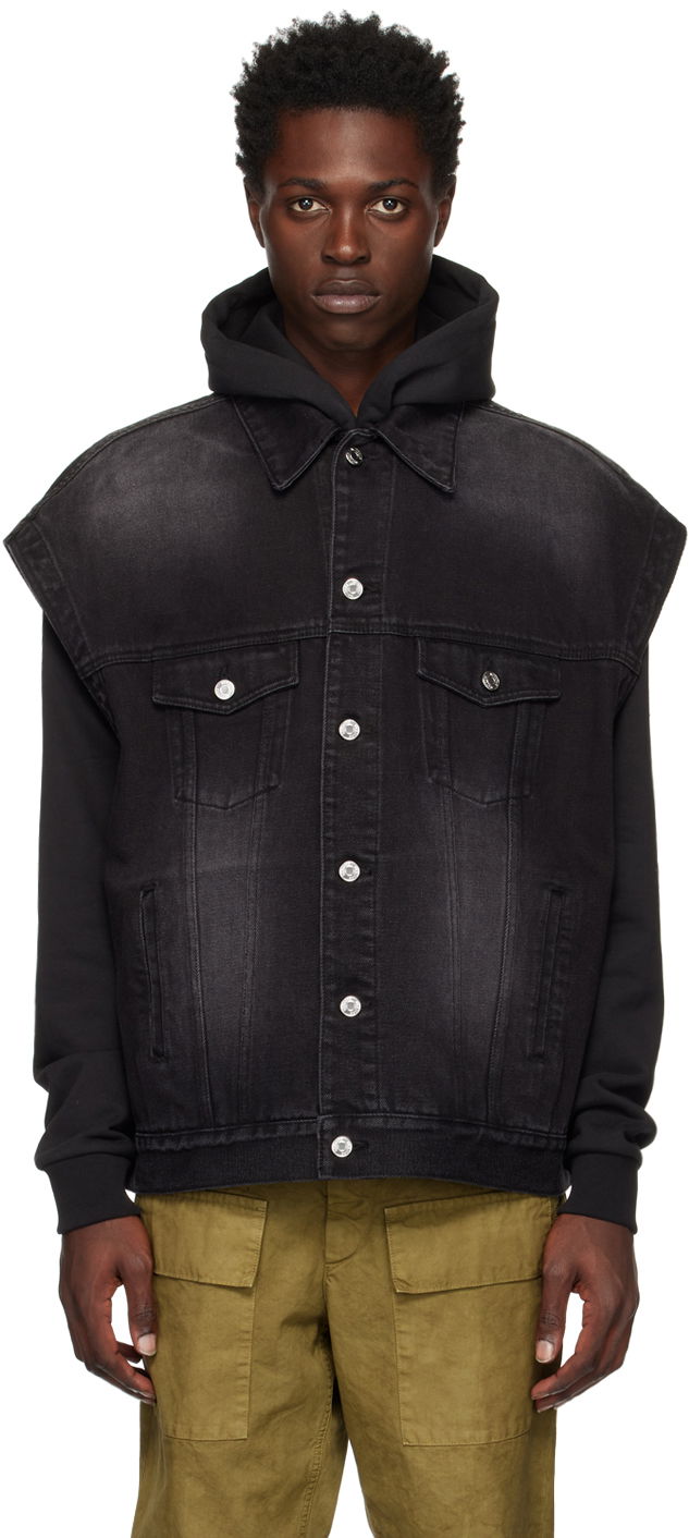 Prsluk We11done We11done Oversized Trucker Denim Vest Crna | WD-DV3-22-385-U-BK