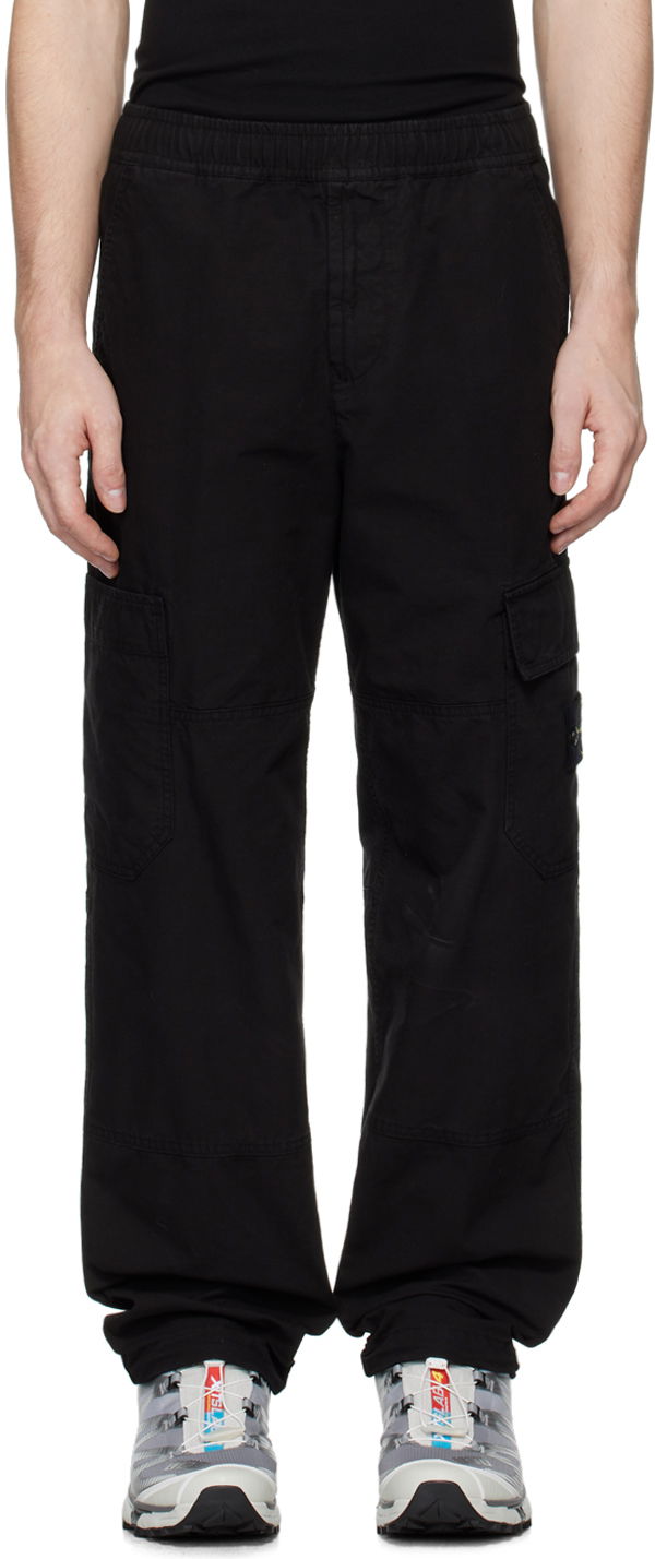 Cargo hlače Stone Island Black Relaxed-Fit Cargo Pants Crna | 811532212