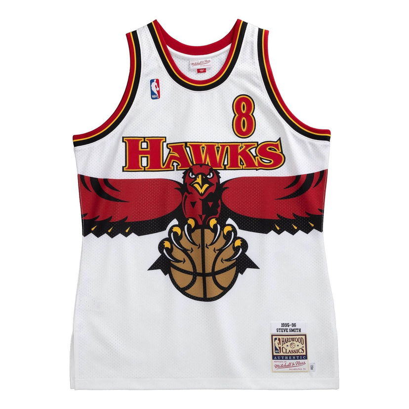 Dres Mitchell & Ness NBA Atlanta Hawks 1995-96 Steve Smith 8 Jersey Bijela | AJY4SB19087-AHAWHIT95SSM