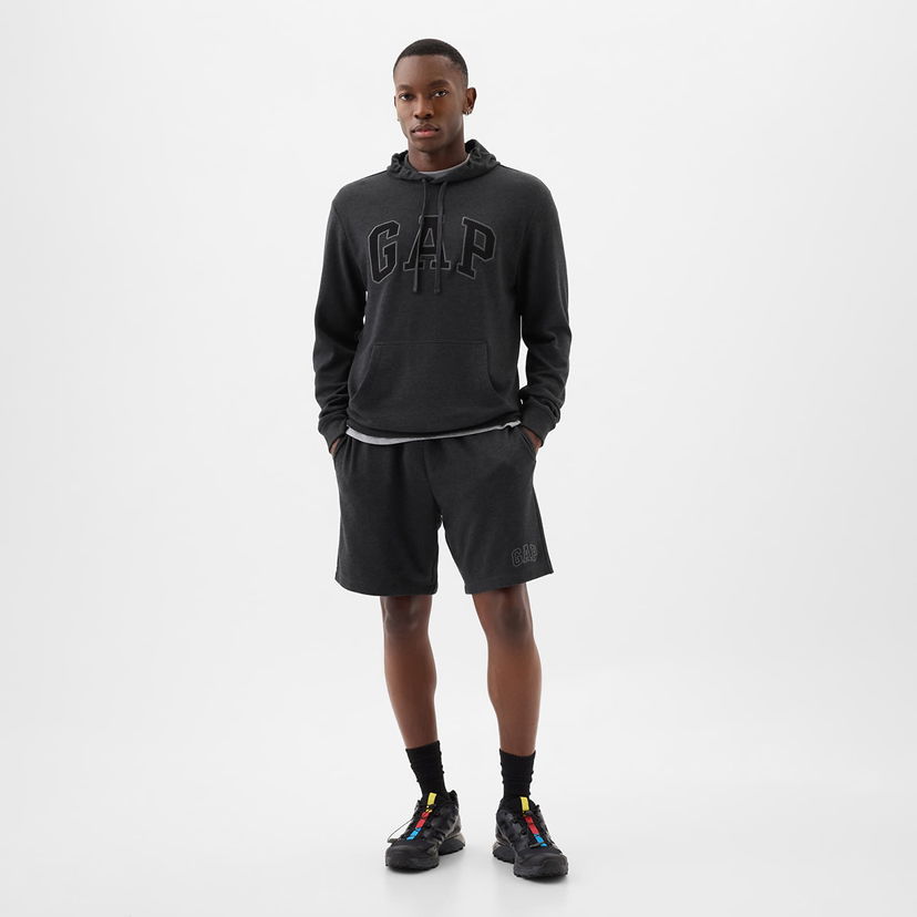 Kratke hlače GAP French Terry Logo Shorts B85 Charcoal Heather Grey Siva | 868464-03