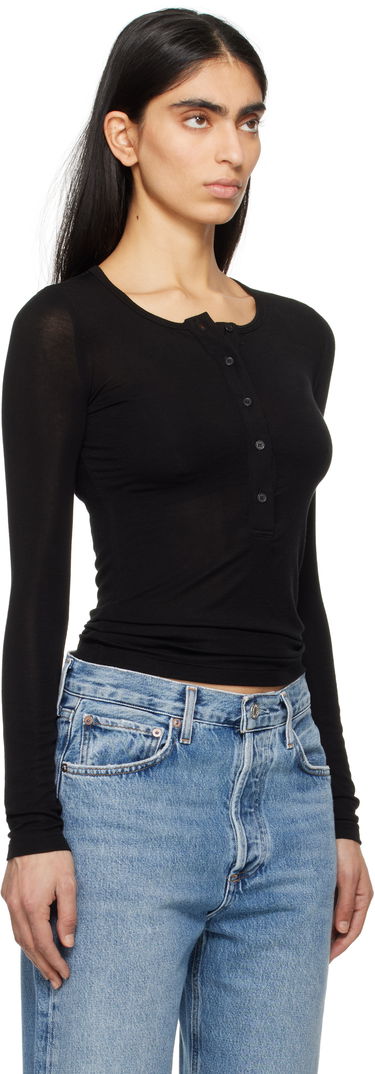 Majica kratkih rukava AGOLDE AGOLDE Faustine Henley Top Crna | A7339-1618, 1