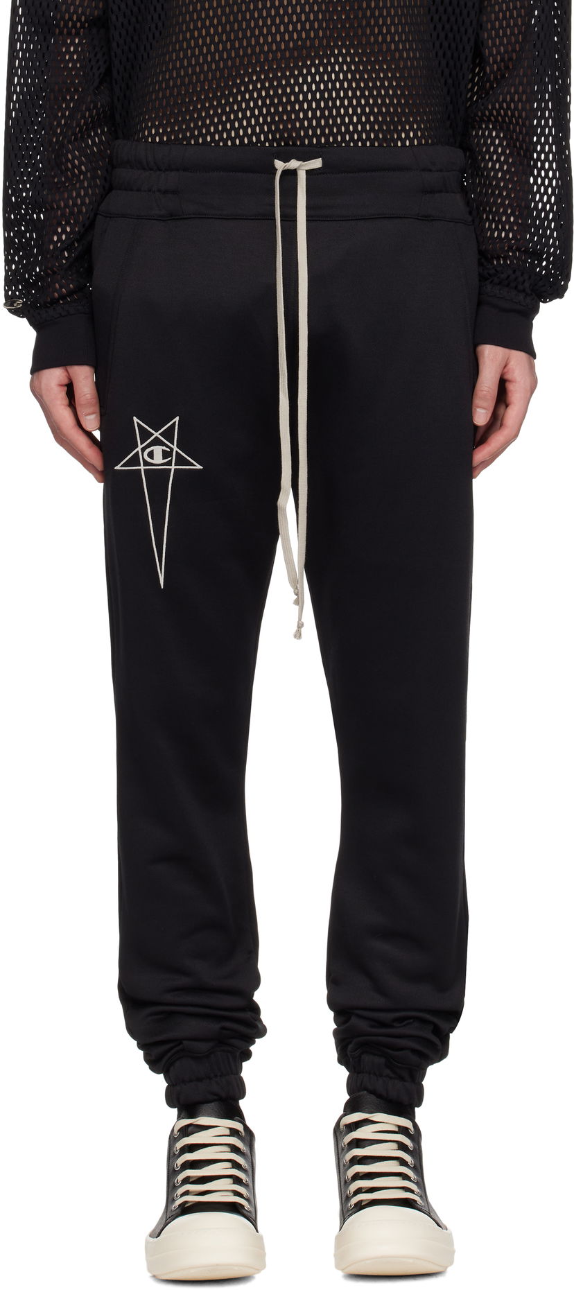 Trenirka Rick Owens Rick Owens Champion Edition Joggers Sweatpants Crna | CM01E1684 CHJS SHINY SWEAT JERSE