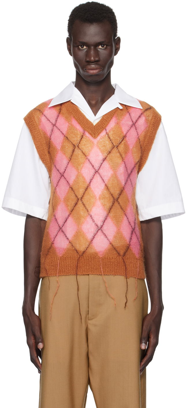 Prsluk Marni Argyle Vest Smeđa | CVMG0129Q0 UFU175
