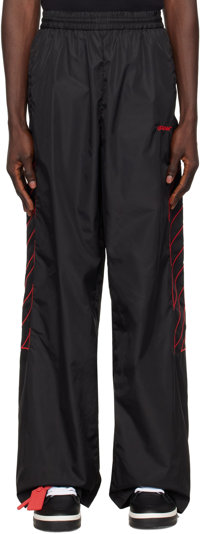 Hlače Off-White Outlined Diag Track Pants Crna | OMCJ019F24FAB0011025
