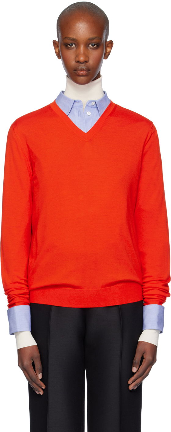Džemper The Row The Row Haius V-Neck Sweater Crvena | 8253-Y590