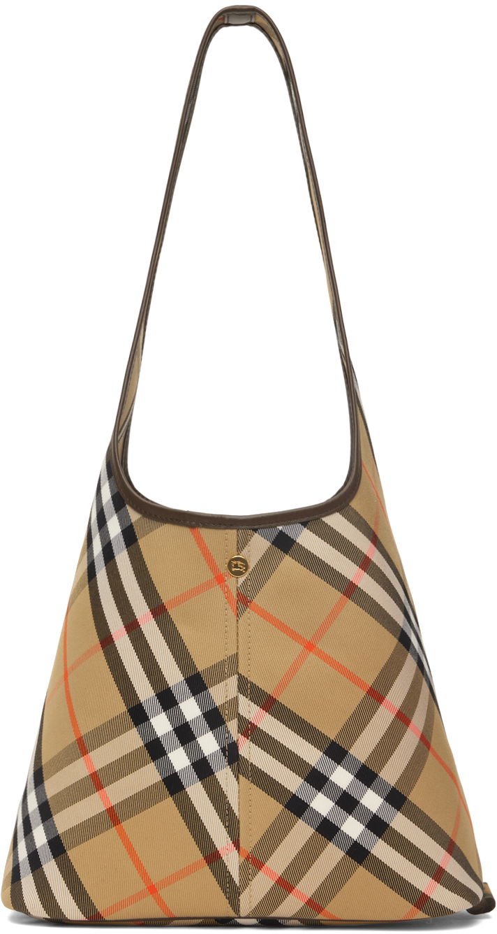 Torba za rame Burberry Beige Small Check Shoulder Bag Smeđa | 8094678