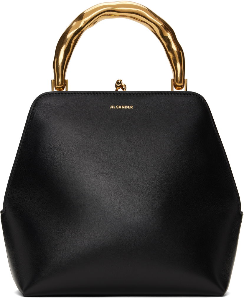Ručna torbica Jil Sander Square Leather Bag With Gold Handle Crna | J08WD0126_P7190