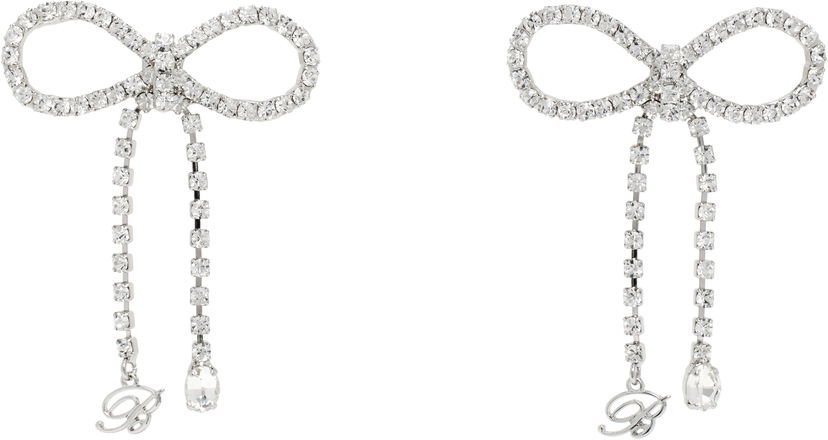 Naušnice Blumarine Blumarine Crystal Bow Drop Earrings Metalik | P522W305A