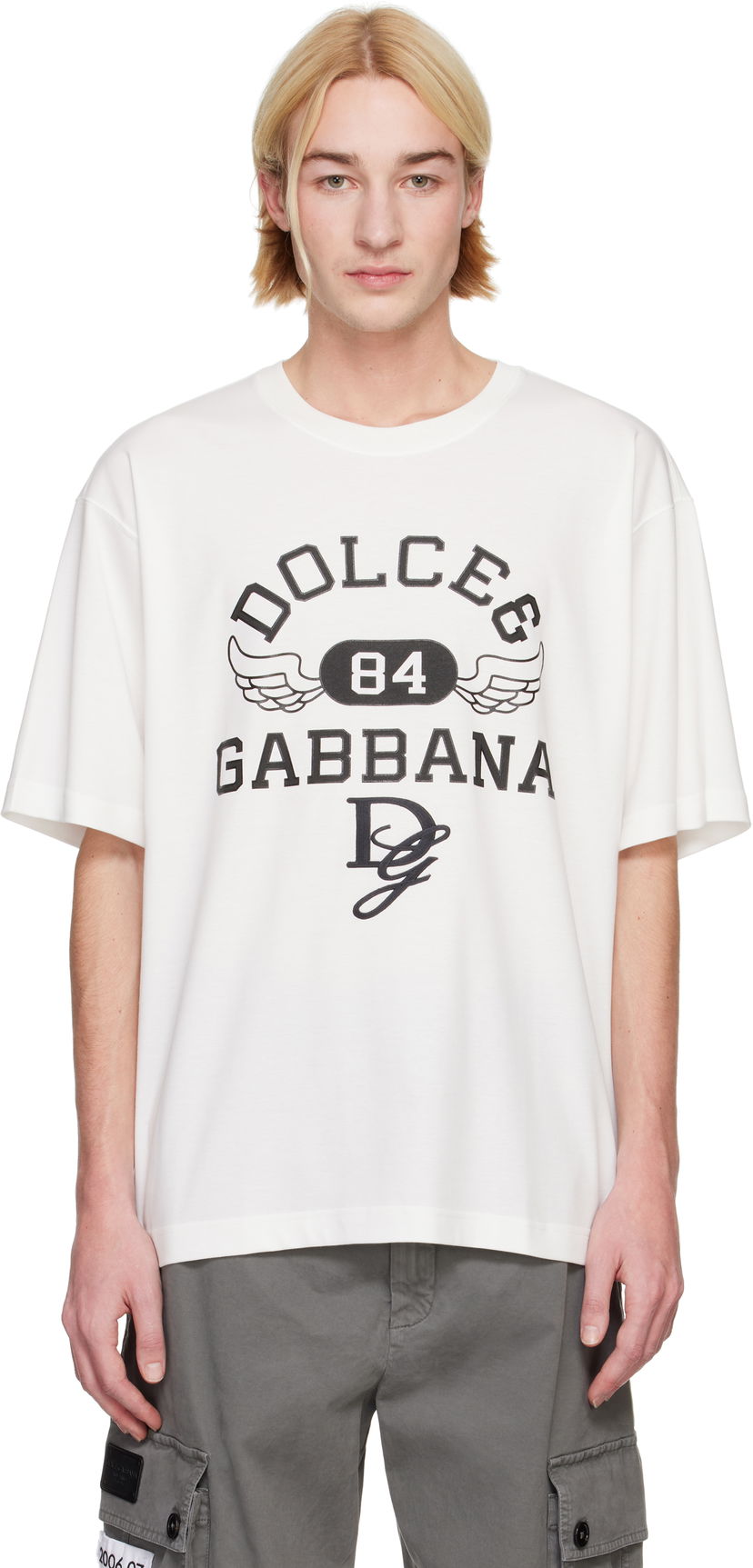 Majica kratkih rukava Dolce & Gabbana Round Neck T-Shirt with Graphic Print Bijela | G8PN9ZG7NSN